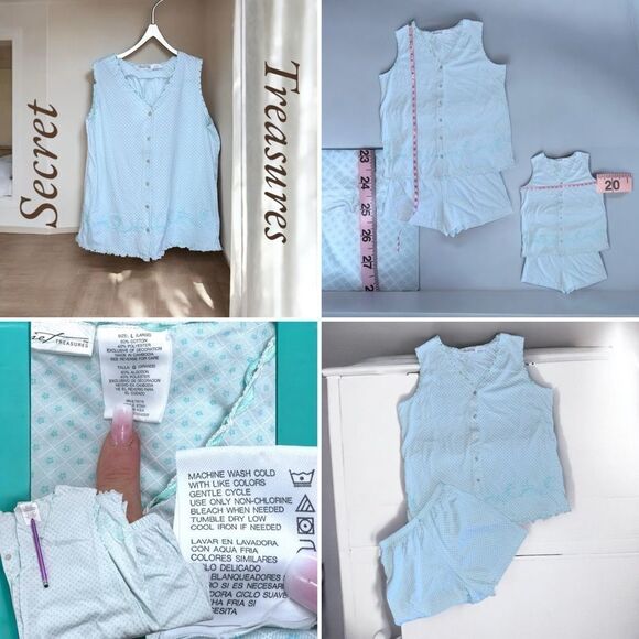 Secret Treasures Sleepwear l 2-piece PJ Short Set l Button down l L l EUC - Picture 6 of 9